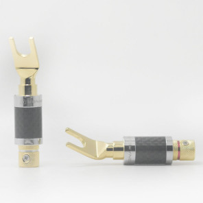 SonarQuest SQ-YT011 Carbon Fiber Series Gold Hi-Fi Y Shape Spade Speaker Connector Plug